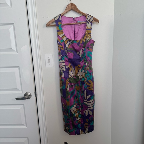 Vintage Mariano floral y2k silk Dress in Purple and Green Y2K beach tropical XS - Picture 2 of 6
